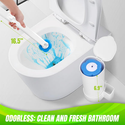 Disposable Toilet Brush, Extended Handle with 12 Cleaner Refills Toilet Brush for Toilet Bowl Cleaners, Bathroom Cleaning