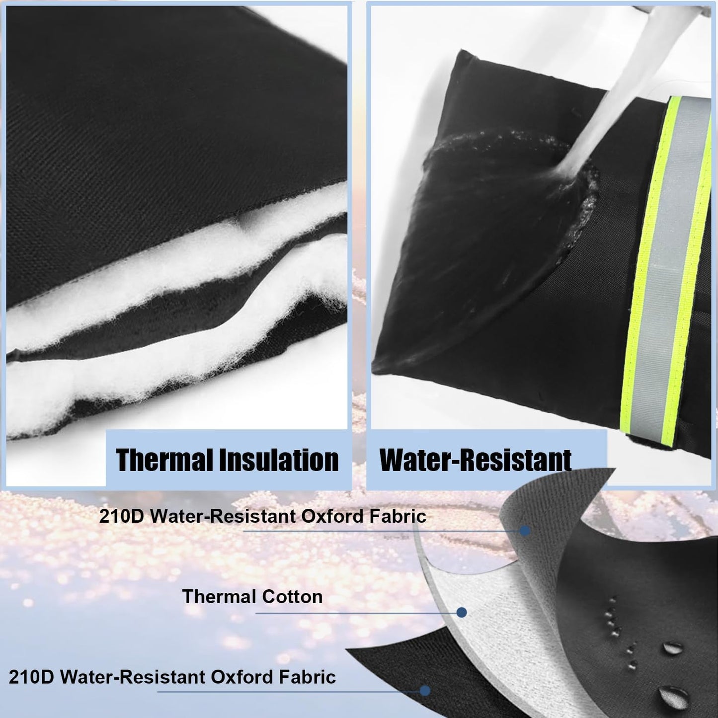 Outdoor Faucet Covers for Winter Freeze Protection, Upgraded Thicken 8.3" H x 6.7" W Outside Garden Faucet Socks for Winter Waterproof Reusable Hose Bibs Insulated Spigot Cover, 2 Pack Black
