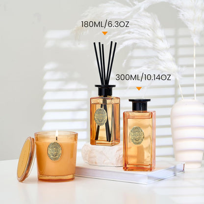 M&SENSE 6.3 oz Large Reed Diffuser Set | Lime+Basil Scent Oil Diffuser with Sticks | Hotel Collection Non-Toxic Home Fragrance |for Bedroom Bathroom Living Room - Colors B