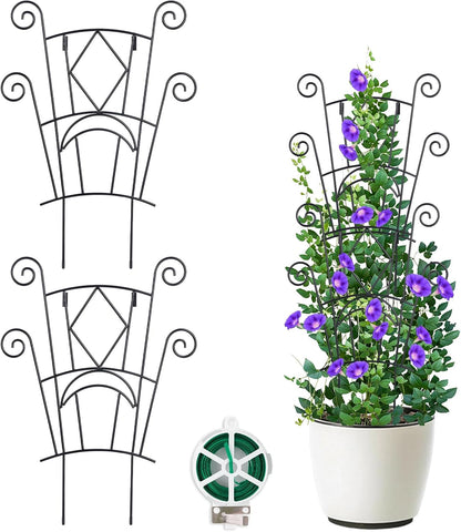 Yhtpouqe Stackable Plant Support Stakes, 2 Pack Metal Twig Plants Trellis for Indoor and Outdoor Use, Garden Accessories for House Potted Flower Monstera Trumpets 15.35 inch