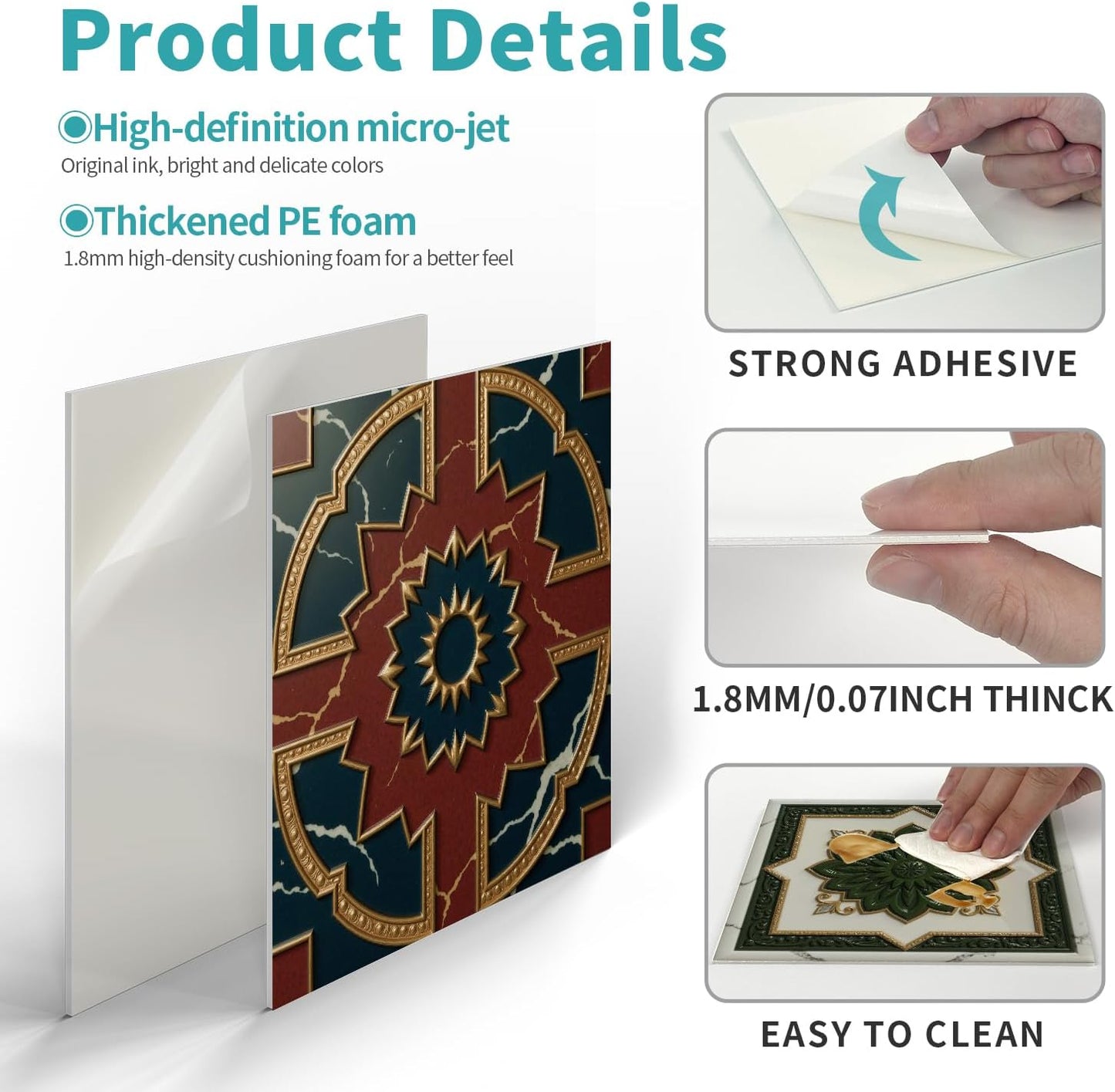 Peel and Stick Backsplash Tile Sticker for Kitchen and Bathroom Walls - 24 Removable 5.9"x5.9" Tiles, Waterproof