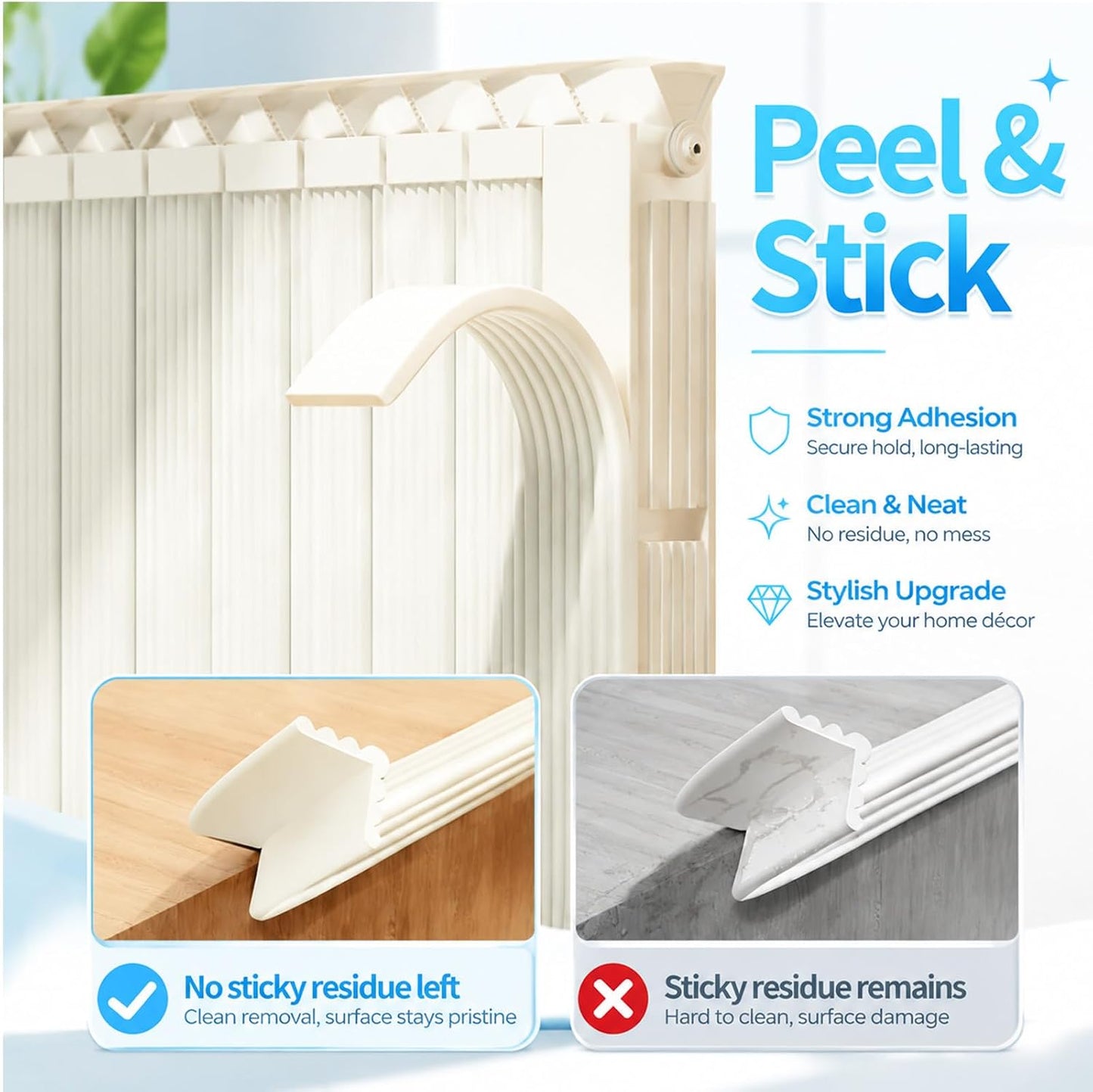ZOMPAGO Baby Edge Protector Roll (6.56FT) & 8 Corner Guards - White Foam Furniture Corner Protectors - Baby Proof Corners and Edges for Table, Wall, Bed Frame - Baby Proofing Safety Bumpers