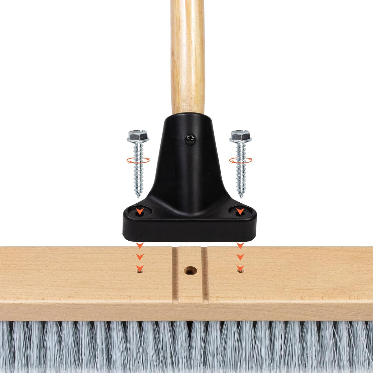ALANNG 24” Push Brooms for Indoor and Outdoor, Heavy Duty Broom for Sweeping with 61” Wood Handle, Soft Bristle and Stiff Bristle Broom Set for Shop, Garage (2 Pieces)