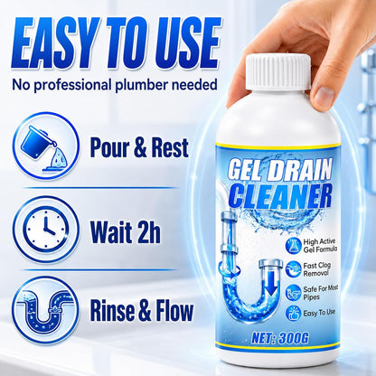 Gel Drain Cleaner Clog Remover: All-Purpose Cleaning Solution for Kitchen, Bathroom & Shower Drains | Prevents Build-Up | Safe for Household Pipes & Septic Systems（2Pcs）