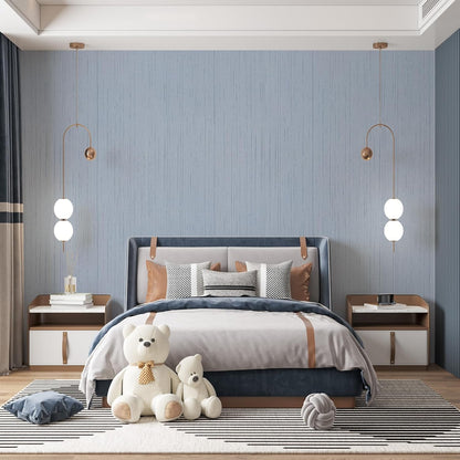 Light Blue Peel and Stick Grasscloth Texture Wallpaper 15.7"x120" Vintage Wallpaper Removable Waterproof