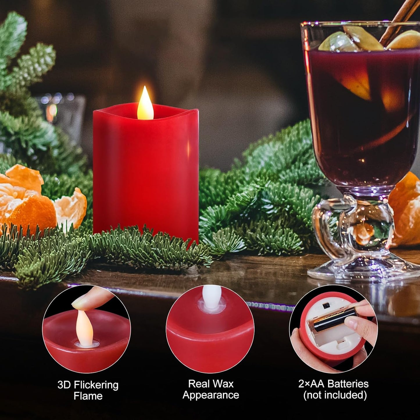 3x4 Flickering Flameless Candles Set of 3,Real Wax Pillar LED Candles,with Timer,4 inch Flameless Candles with Remote,for Party Wedding Holiday Home Decor,Ivory