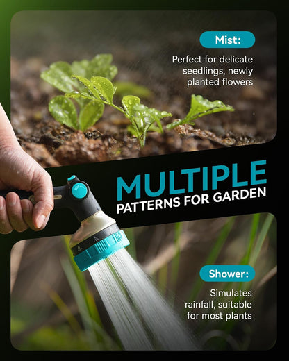 RAINPOINT Hose Sprayer Nozzle Heavy Duty - 8 Spray Patterns Garden Hose Nozzle with Adjustable Flow Control for Watering Plants, Washing Cars,Washing Pets, Thumb Control (Green)