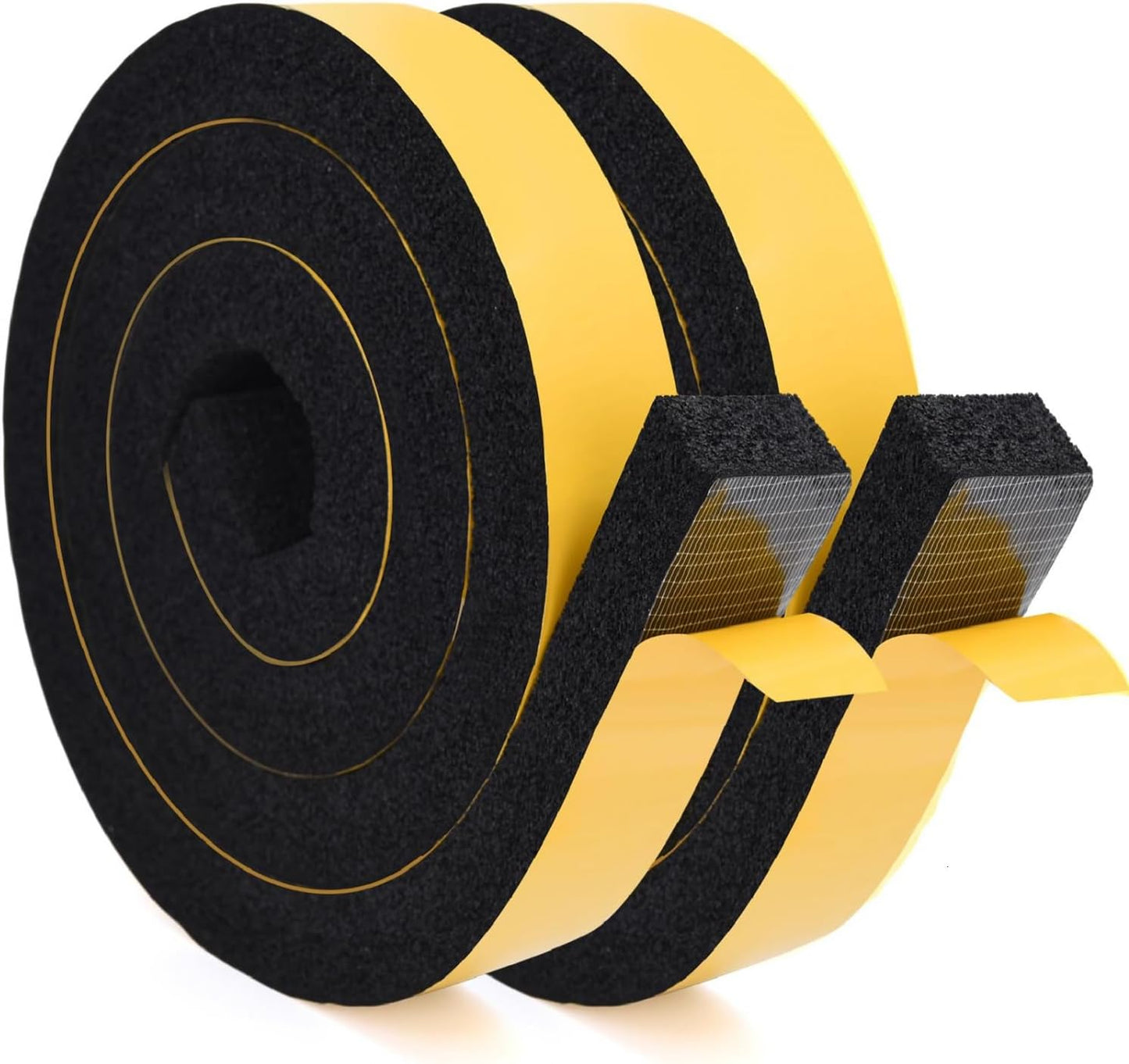 YoleShy Window Air Conditioner Foam Tape 2 Pcs 2 Inch Wide x 1 Inch Thick Weather Stripping Door Seal Strip for Insulation, Weatherstrip, Gap Blocker, Total 13 Feet Long(6.5ft x 2 Rolls), Black