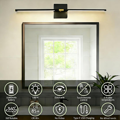 Battery Powered Wall Sconce Set of Two: Gold Wireless Rechargeable Wall Lights with Touch and Remote Control, 360°Rotatable 4CCT Dimmable Cordless Scone Lighting Decor for TV Wall Bedroom Bathroom