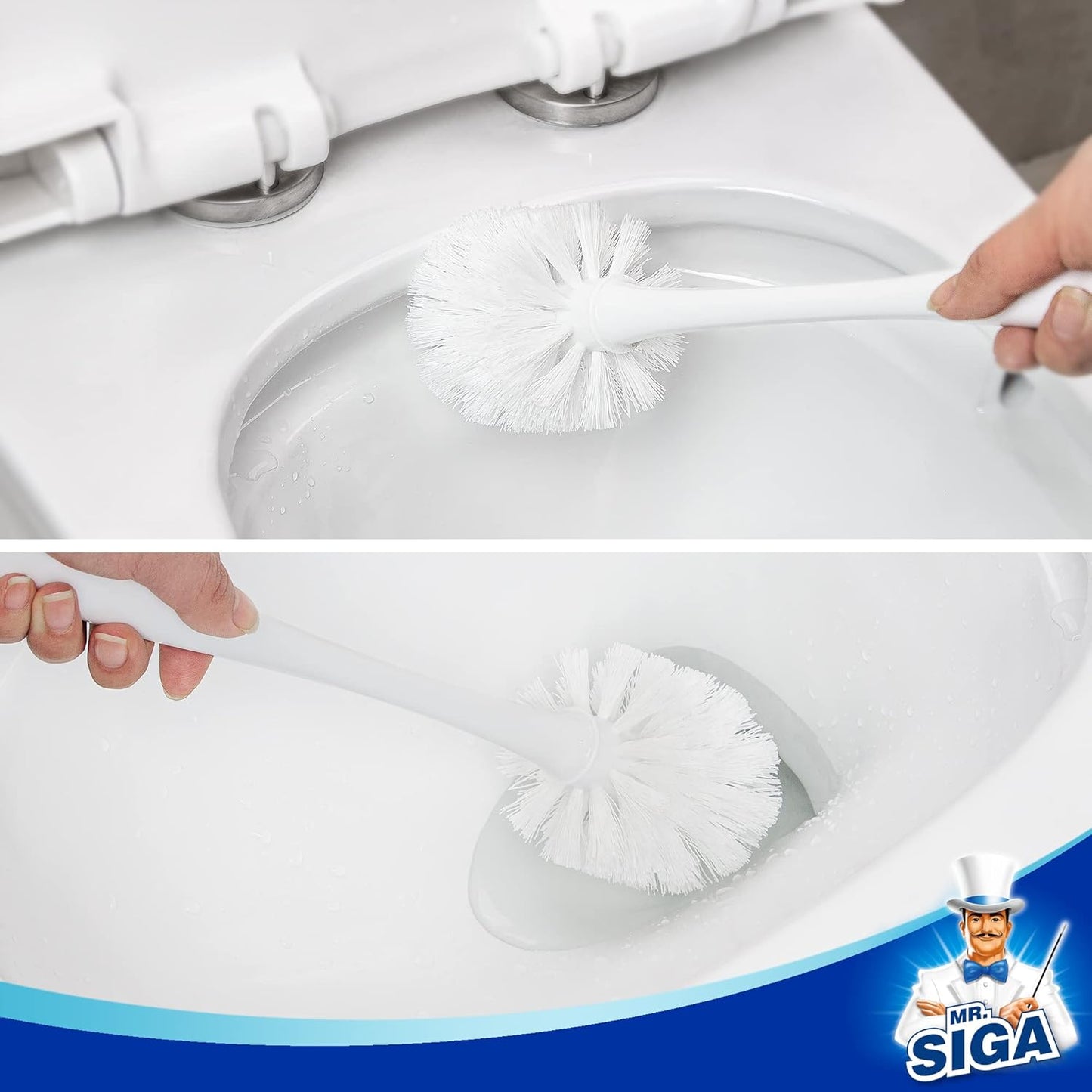 MR.SIGA Toilet Plunger and Bowl Brush Combo for Bathroom Cleaning, Black, 2 Sets