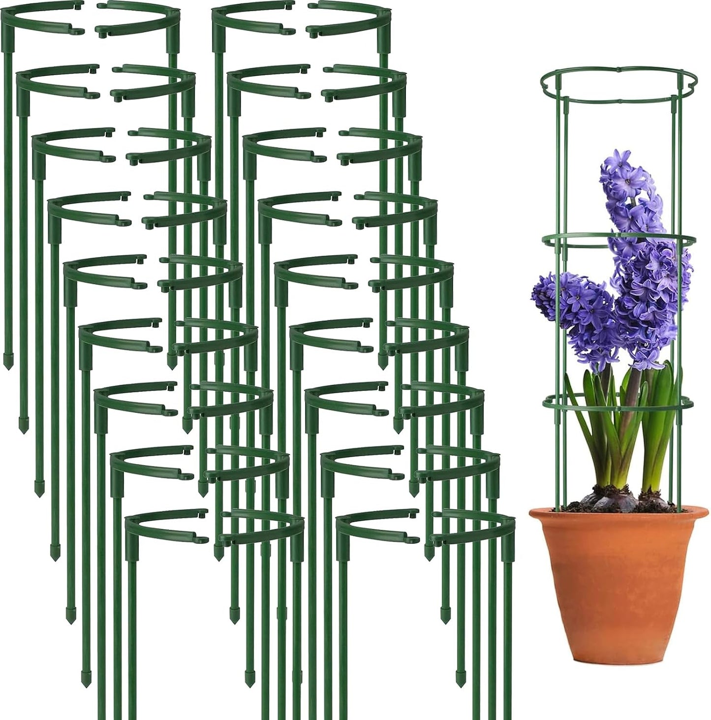 14Pcs Plant Support Stake Half Round Plant Support Ring Garden Flower Support for Tomato, Hydrangea, Indoor Plants, 6.3" Wide X 10.3" High