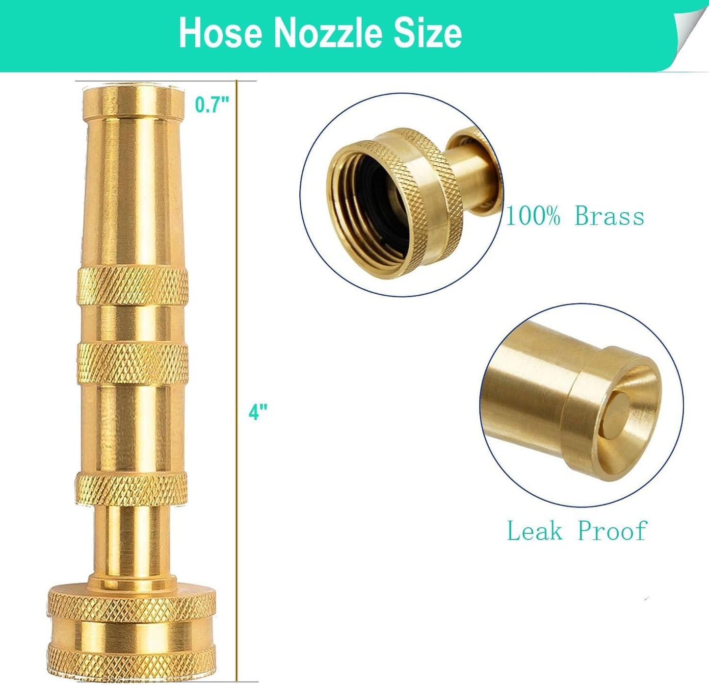 Garden Hose Nozzle, CM CUMIZON Solid Brass Heavy Duty Adjustable Twist Hose Nozzle, High Pressure Water Hose Sprayer Nozzle, 2 Pack | Heavy Duty, Adjustable Twist, High Pressure Water Sprayer