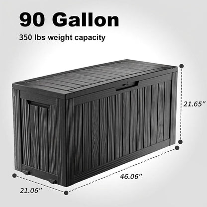 150 Gallon Waterproof Outdoor Storage Box,Resin Deck Box,Lockable Outside Storage Box Container for Patio Furniure,Garden,Tools (150 Gallon,Black)