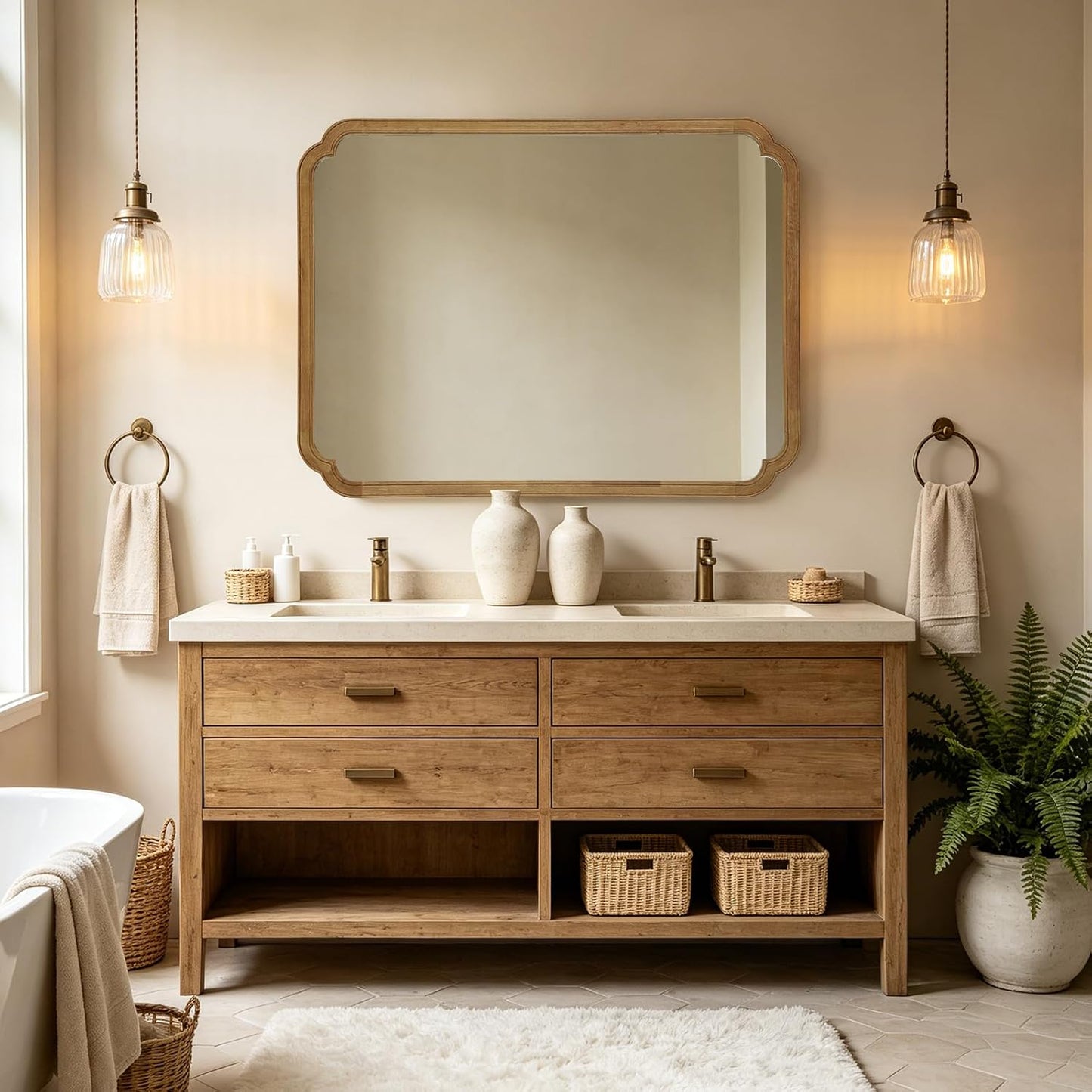 WallBeyond Full Length Mirror Wall Mounted 65"x22", Rustic Wooden Frame Floor Mirror, Large Full Body Mirror for Bedroom, Leaning or Hanging Against Wall, Natural