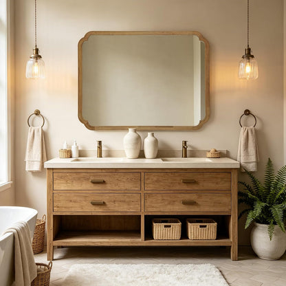 WallBeyond Full Length Mirror Wall Mounted 65"x22", Rustic Wooden Frame Floor Mirror, Large Full Body Mirror for Bedroom, Leaning or Hanging Against Wall, Natural