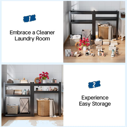 Over Washer and Dryer Shelves, Laundry Room Shelves Adjustable Metal Heavy Duty Freestanding Storage Shelving, Washing Machine Rack for Organization and Storage, Black (39.4" W X 17.7" D X 71.2" H)
