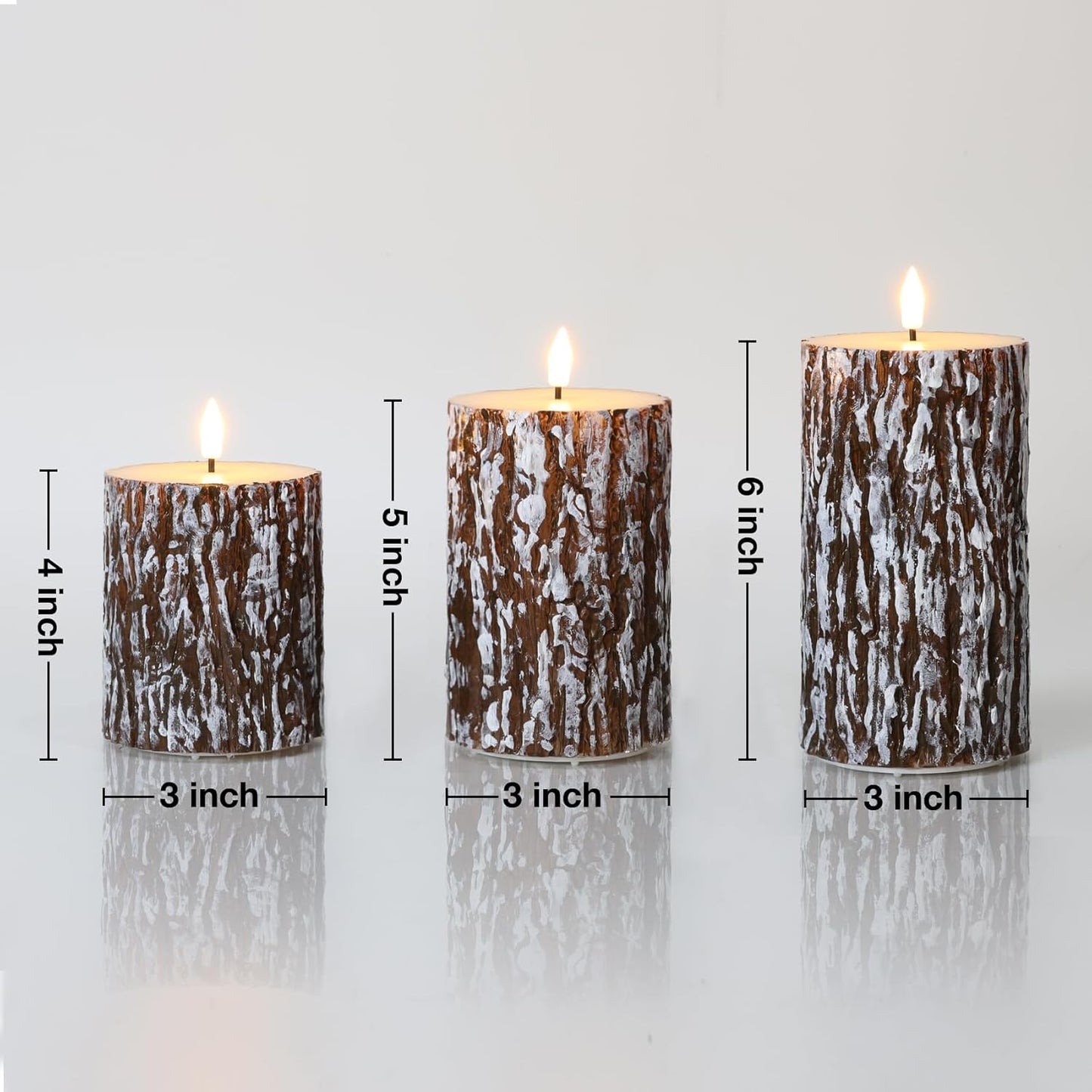 Eywamage Ivory Flameless Pillar Candles with Remote, Flickering Realistic LED Battery Wax Candles Set of 3, Φ 3" H 4" 5" 6"