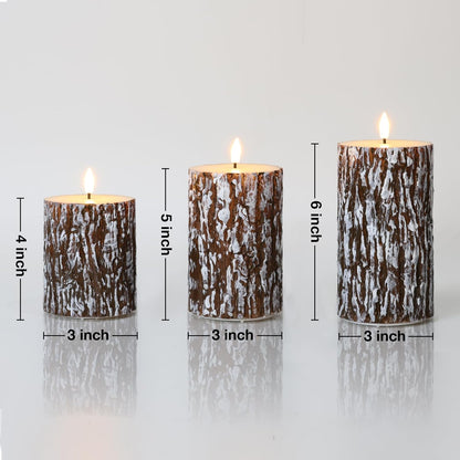 Eywamage Ivory Flameless Pillar Candles with Remote, Flickering Realistic LED Battery Wax Candles Set of 3, Φ 3" H 4" 5" 6"