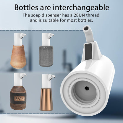 Automatic Soap Dispenser Touchless, Rechargeable 15oz/400ML Large Capacity Four-Level Adjustable Dispenser Volume Suitable for Bathroom and Kitchen (White)