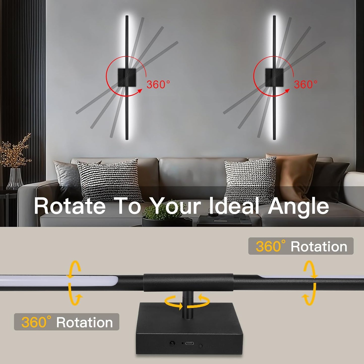 TaoFiaCo Battery Operated Wall Sconces Set of Two,Rechargeable Wall Sconces Set of 2 with Remote Control Dimmable Wall Light Decor for Living Room, Bathroom for, 24 Inch, Gold