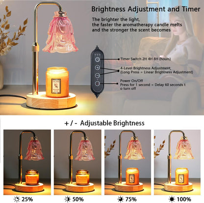Candle Warmer Lamp with Timer Dimmer Adjustable Height for New Home House Bedroom Decor,Wax Melt Warmer with 2 Bulbs for Jar Candles, Gifts for Mom Women Friend Sister Mothers Day Birthday | Black