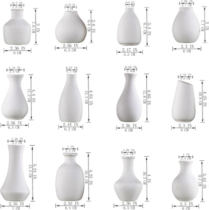 White Bud Vases, Ceramic Small Vase Set of 5, Mini Vases for Fresh and Dried Flowers, Modern Home Decor, Pottery Centerpiece Table Decorations