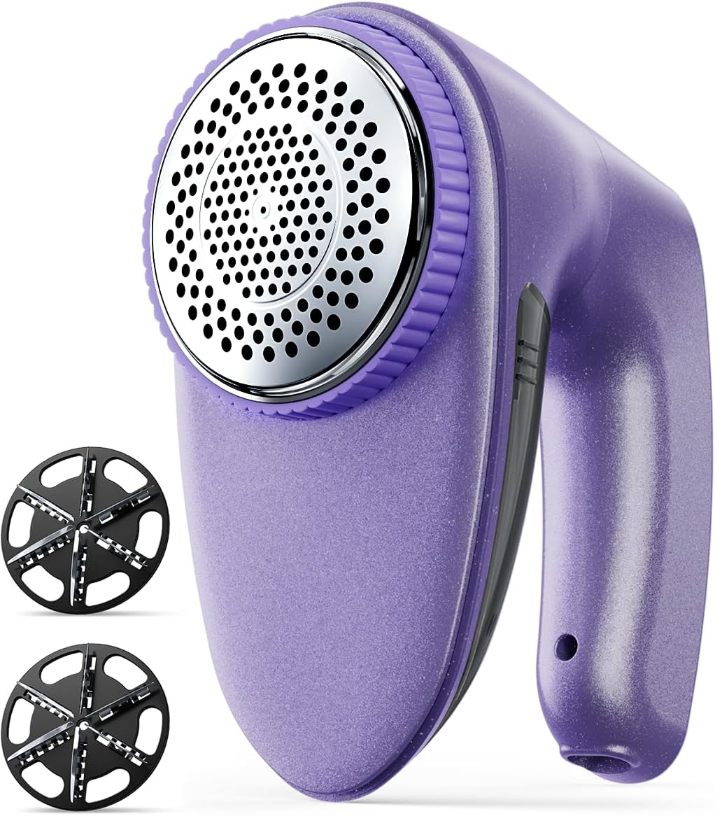 Bymore Fabric Shaver & Lint Shaver for Clothes and Furniture, Heavy Duty Sweater Shaver Lint Remover with Large 65mm Shaving Head, 6-Leaf Blades, Extra Replacement Blades for Couch, Sofa & Upholstery