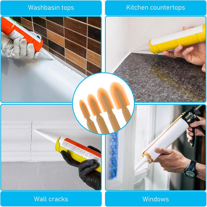 Rubber Caulking Tool, 4PCS Multi Size Flexible Silicone Caulking Tools Finishing Set with Caulk Smoother, Caulk Remover Tool, Caulks Smoothing Tools for Corners, Gaps & Seams