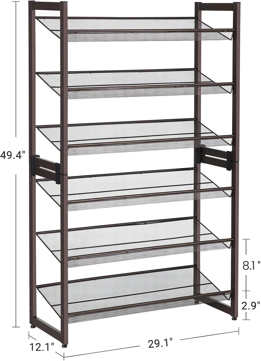SONGMICS Shoe Rack, 12-Tier Shoe Organizer, Metal Shoe Storage for Garage, Entryway, Set of 2 6-Tier Stackable Shoe Shelf, with Adjustable Flat or Angled Shelves, Holds 48-60 Pairs, Black ULMR12B
