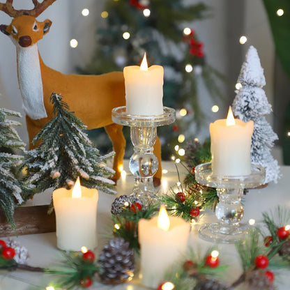 Lezonic Rechargeable Flickering Flameless Candles Battery Operated with Remote and Timer, Pack of 3(D 3'' X H 4''5''6'') Long Lasting Ivory White Real Wax LED USB Pillar Candles
