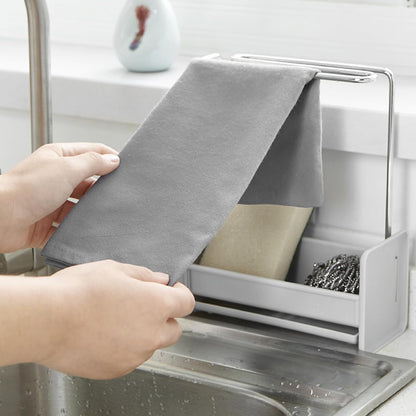 Dishcloth Drying Rack,Compact Versatile Detachable Kitchen Countertop Soap Sponge Organizer Wall Mounted Hanging Storage Solution,for Kitchen and Bathroom