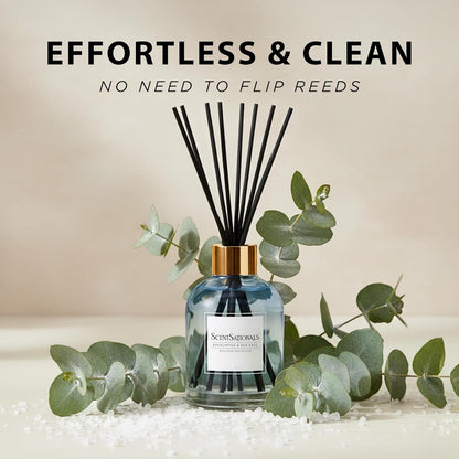 ScentSationals Water-Based Reed Diffuser - Eucalyptus & Sea Salt - 5 FL OZ Aromatherapy Reed Diffuser