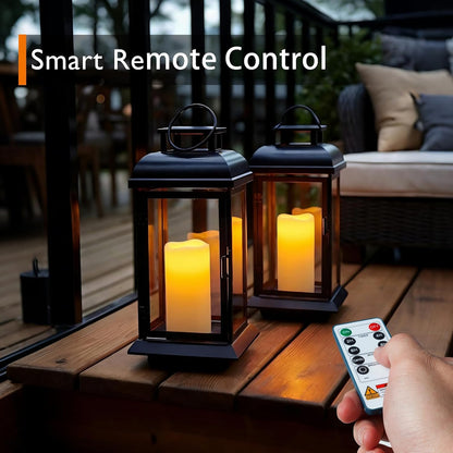 Homemory 3 Pack Flameless Candles, Outdoor Waterproof, Battery Operated LED Pillar Candles with Remote Control and Timer, Plastic, Long Lasting，4”5”6”