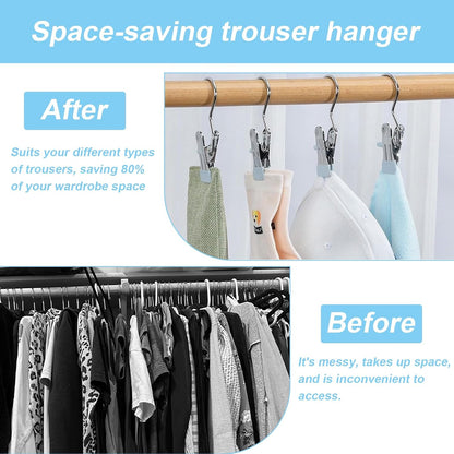 12PCS Clips for Hangers, Clothes Pins for Towels Belts, Mixed | 360° swivel hook; rubber coated grip; for beach chairs closet boots bags; travel laundry use