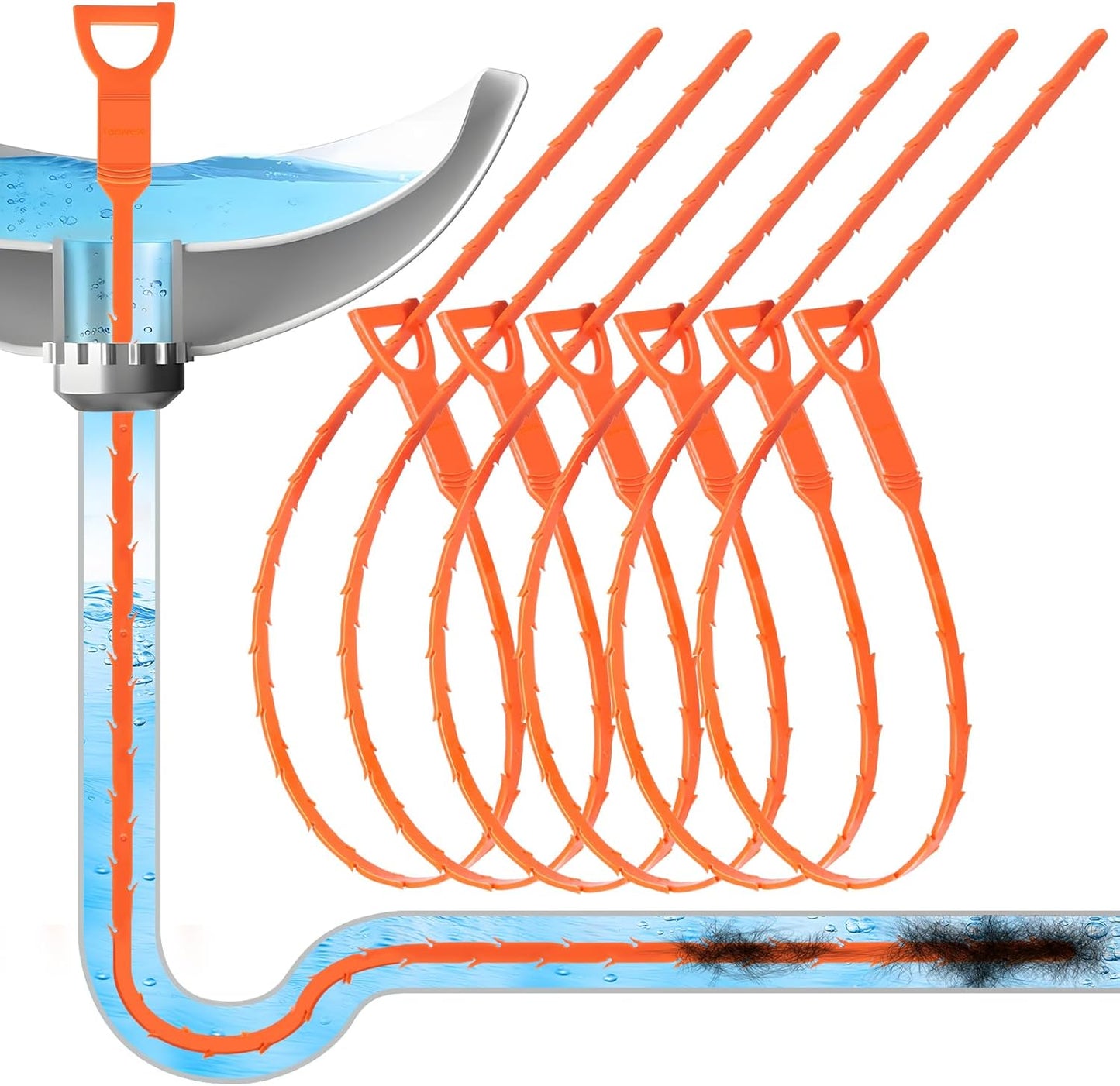 Forlivese 4 Pack 25 Inch Drain Snake,Drain Clog Remover,Sink Snake for Sewer Kitchen Sink Bathroom Tub Toilet Clogged Drains Relief Cleaning Tool