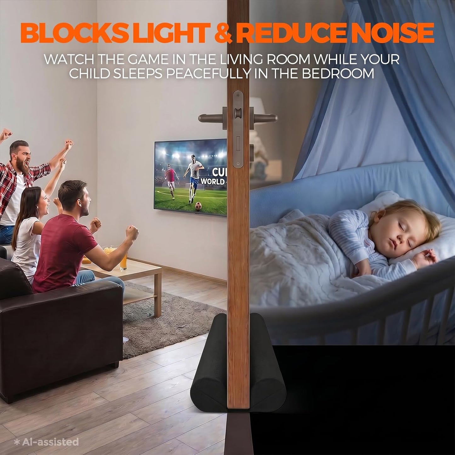 Holikme Door Draft Stopper Door Sweep Weather Stripping Noise Blocker Window Breeze Blocker Adjustable Draft Door Closers, Grey
