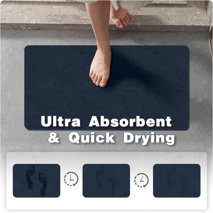 TYUU Bath Mat, Bathroom Rugs Non Slip Washable Thin Absorbent Quick Dry Bath Mat Fits Under Door Bathroom Floor Mat Perfect for Bath, Shower, or Sink 16"x24" Dark Grey