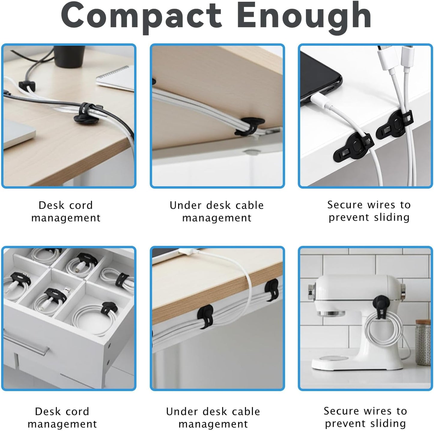Cord Clips 12 Pack Cable Management Cord Organizer Silicone Hook and Loop Cable Ties Adjustable Wire Organizers Black Cable Ties Straps for Cords Holder Video Home Office Essentials Electronics