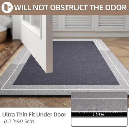 Diatomaceous Earth Bath Mat Super Absorbent Quick Dry Bath Mat, Bathroom Rugs Non Slip Washable, Thin Dark Gray Bathroom Floor Mats-Shower Rug for in Front of Bathtub Shower, Easy Care, 15.7"x23.6"