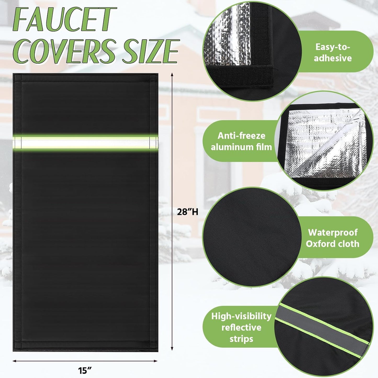 SATINIOR Insulated Outdoor Faucet Covers, 28”H x 15”W Reusable Easy On RV Park Spigot Cover Sock with Reflect Strip for Winter Yard Hydrant Freeze Protection Outside Water Spigot Sprinkler