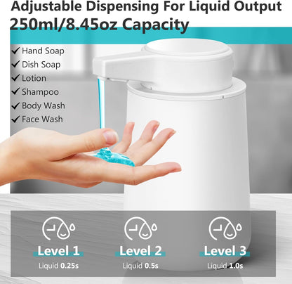 Automatic Soap Dispenser Foaming Touchless: 9oz Plastic Black Modern Rechargeable Electric Auto Foam Soap Dispenser - Bathroom Kitchen Hand Dish Lotion