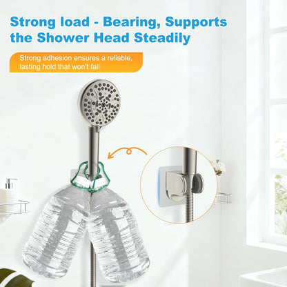 Hibbent Shower Head Holder, Strong Adhesive, Waterproof, Height Adjustable, Wall Mount, No Drilling, Matte Black