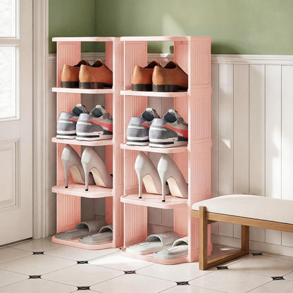 Kitstorack 8-Tier Vertical Plastic Shoe Rack, Freestanding Stackable Storage Organizer for Small Closets and Tight Spaces