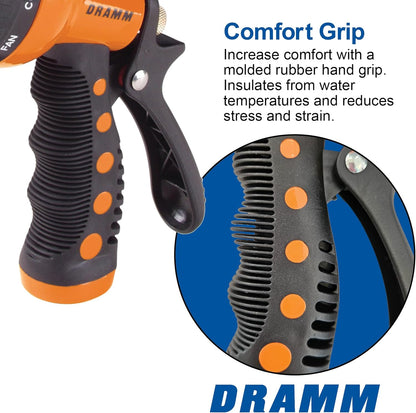 Dramm Revolver Heavy Duty Metal Garden Hose Nozzle – 9 Spray Patterns, High Pressure Jet, Thumb-Control Flow, Ergonomic Grip – Green