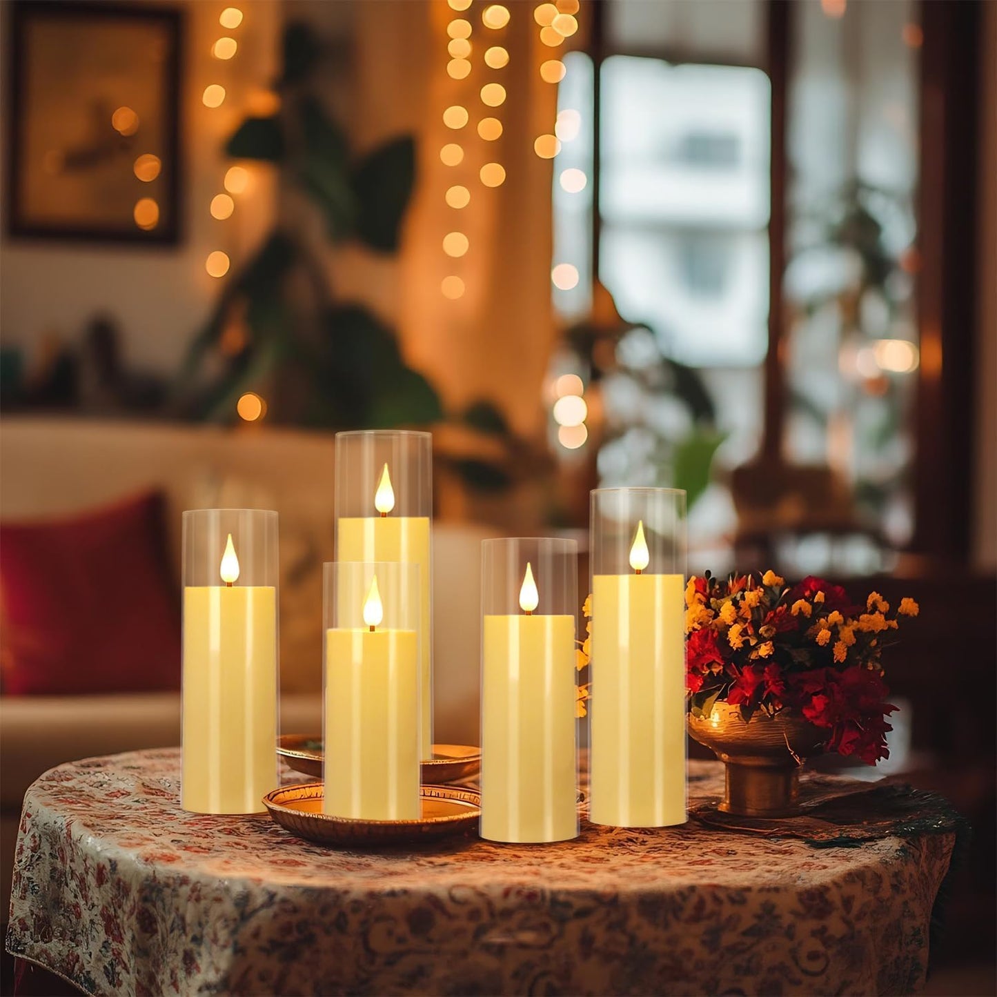 YOROXRG Set of 24 Waterproof Outdoor Flameless Candles, LED Candles with 4 Remote and Timer,(H 4" 5" 6" x D 2.2"),for Christmas,Halloween,Wedding,Festival