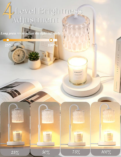 Briever Dimmable Candle Warmer Lamp with Timer, Height Adjustable Electric Candle Wax Warmer, Christmas Birthday Gifts for Women Mom, House Warming Gifts New Home Room Decor, Walnut Solid Wood Base