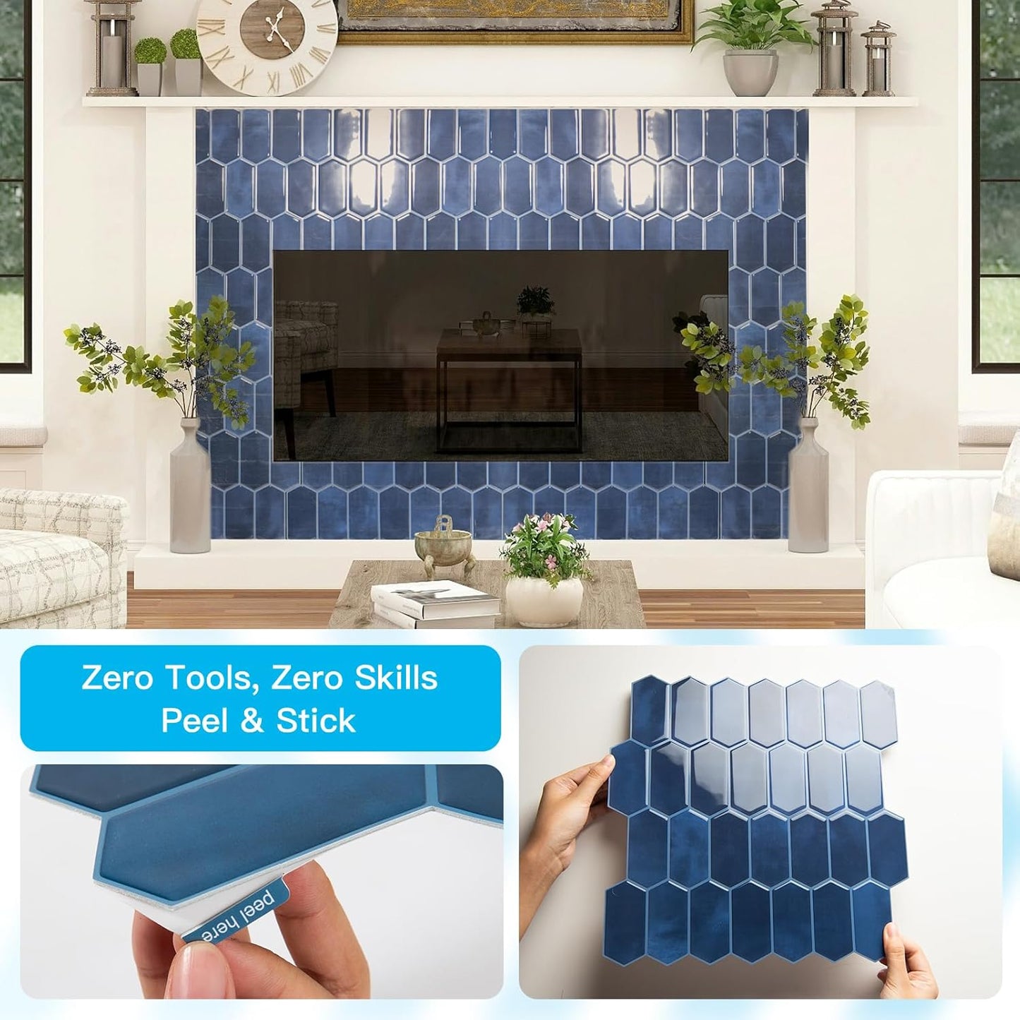 Art3d 10-Sheet Heavy-Duty Peel and Stick Backsplash, Self-Adhesive Vinyl Wall Tiles for Kitchen Countertop Bathroom, White