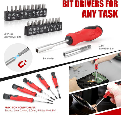 51-Piece Red Tool Set, Home Tool Kit with Toolbox Storage Case Home Repair Tool Kit with Drawer for Women2