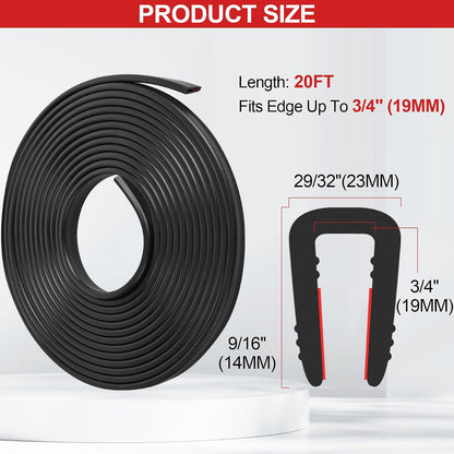 ToLanbbt Rubber Edge Trim U Channel, 1/16" Self Adhesive Sheet Metal Edge Guard Protector, EPDM Seal Strip for Car Doors, Steel Plates, Glass, Hatches, Table Corners, Fit 1/16"(1.6mm), 10Ft, Clear