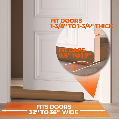 Holikme Door Draft Stopper Door Sweep Weather Stripping Noise Blocker Window Breeze Blocker Adjustable Draft Door Closers, Grey